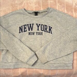 Forever 21 Gray Crew Neck Cropped Sweater